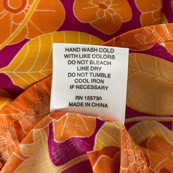 Rose & Olive Orange and Pink Puff Sleeve Floral Blouse size M - Picture 7 of 11